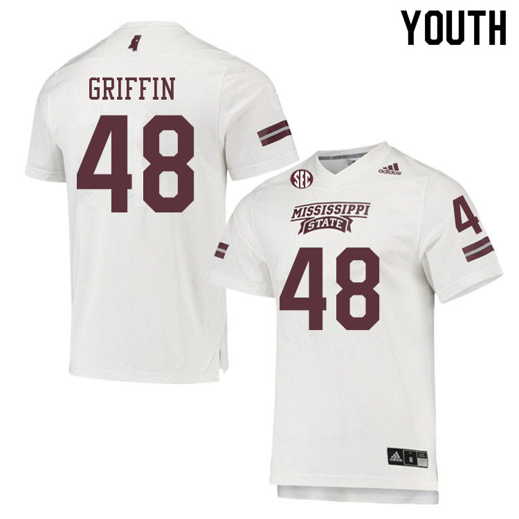 Youth #48 Eldric Griffin Mississippi State Bulldogs College Football Jerseys Sale-White - Click Image to Close